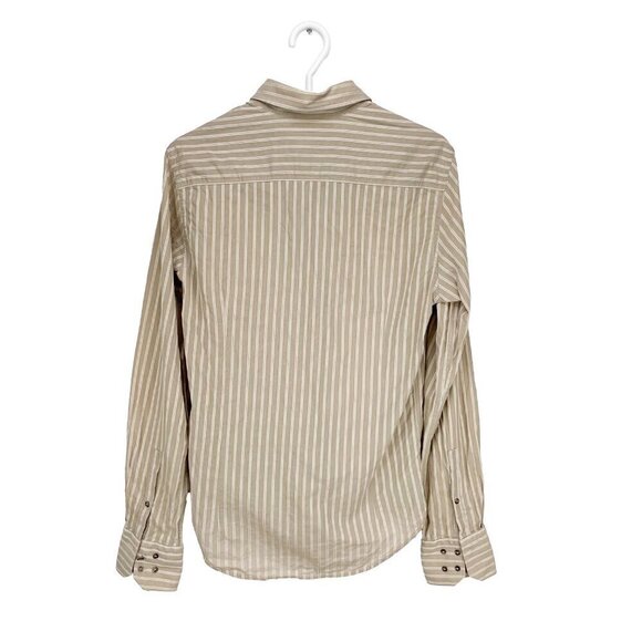 IKKS Beige/White Striped 100% Cotton Shirt Size M - Picture 4 of 8